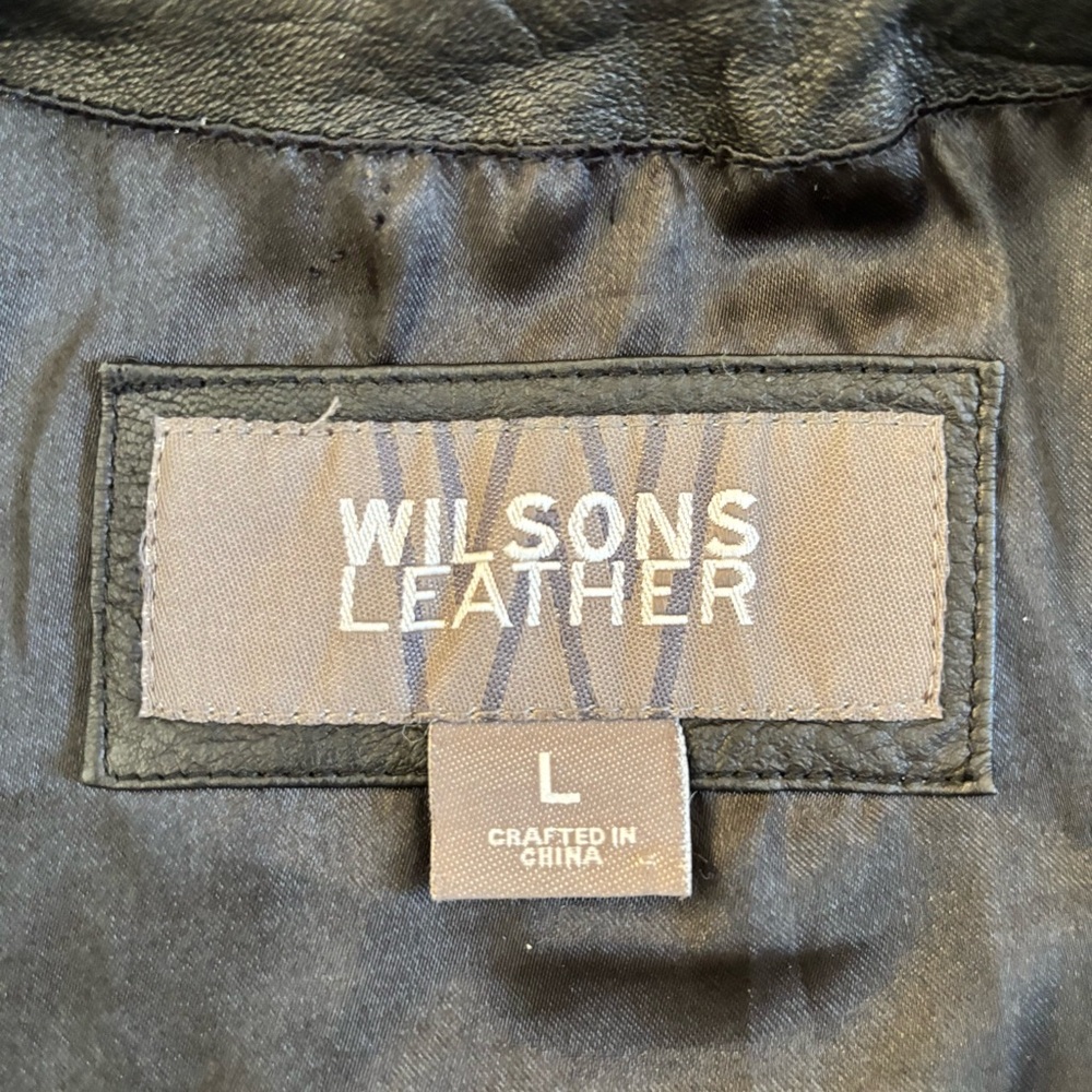 Wilson Leather Jacket Black Button Up Large - Picture 11 of 13